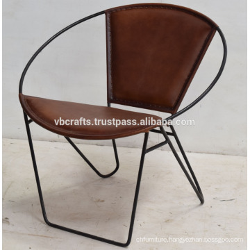 Genuine Leather Round Shape Classic Design Chair